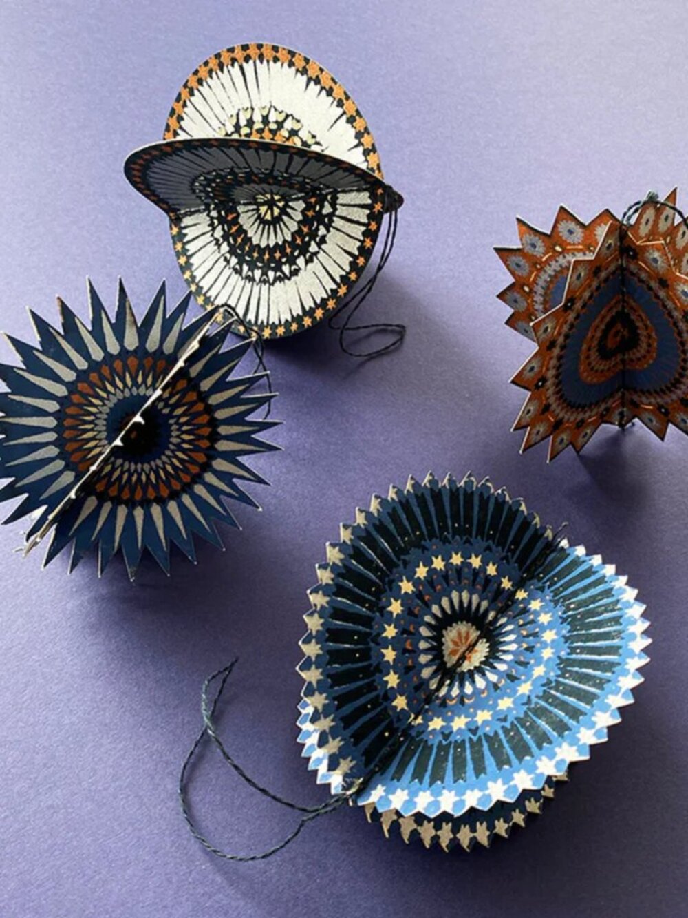 Stars Paper Ornaments Set of 4